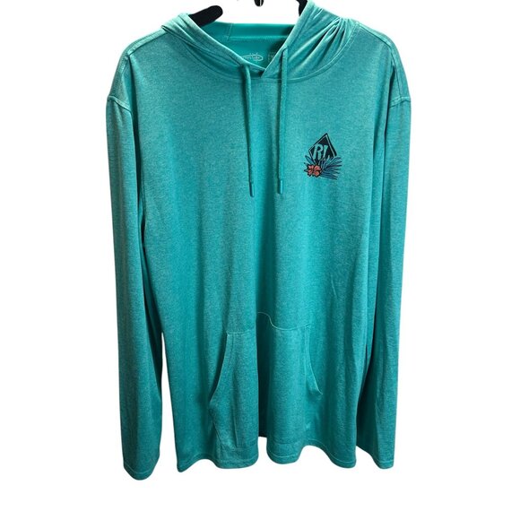 Reel Life Turquoise Long Sleeve Hoodie Front Graphic XL Streetwear Oversized - Picture 1 of 10